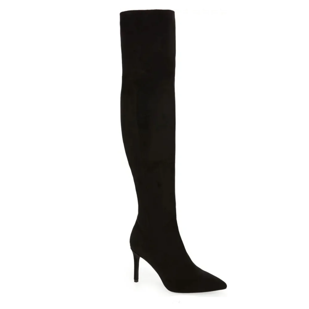 Sexy Chic Jeffrey Campbell Black Microsuede OTK Boots